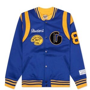 Gallery Dept Blue and Yellow Varsity Bomber Jacket